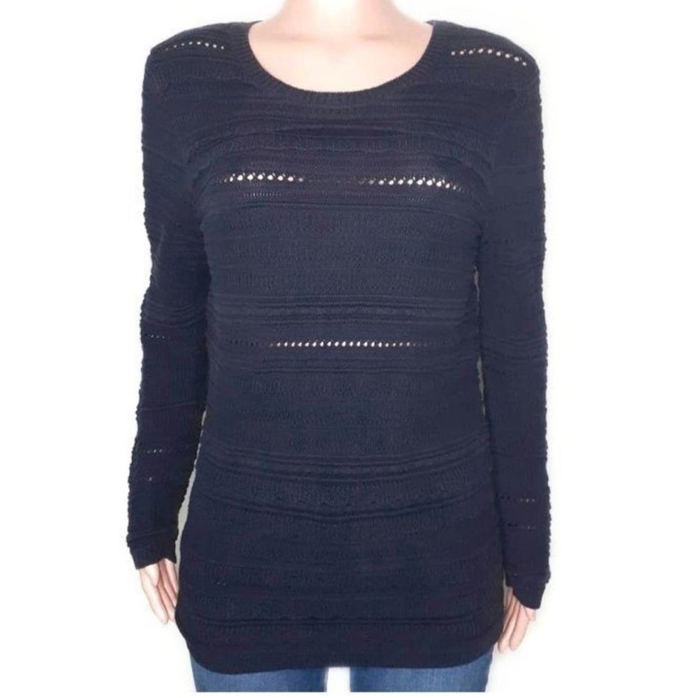Banana Republic Blue Scallop Crochet Sweater